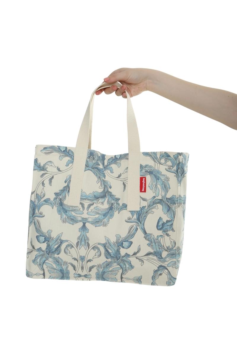 Baghashtag Krem Çiçek Baskılı Gabardin Bez Çanta - Görsel 2