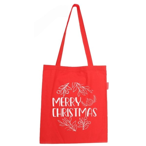 Baghashtag Merry Christmas Baskılı Kırmızı Bez Çanta - Görsel 5