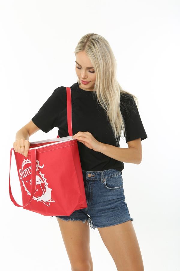 Baghashtag Summer Beach Bag Plaj Çantası Kırmızı - Görsel 9