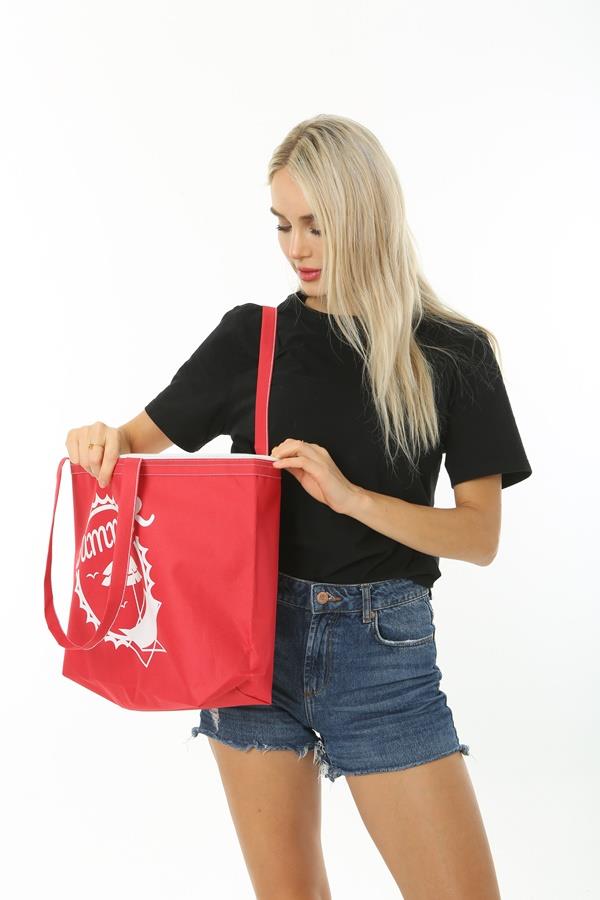 Baghashtag Summer Beach Bag Plaj Çantası Kırmızı - Görsel 10