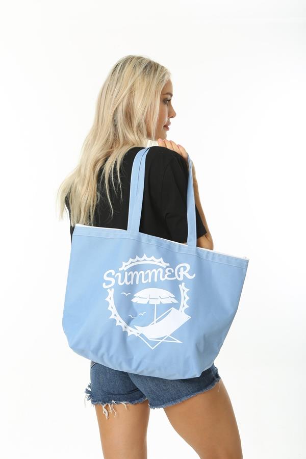 Baghashtag Summer Beach Bag Plaj Çantası Mavi - Görsel 5
