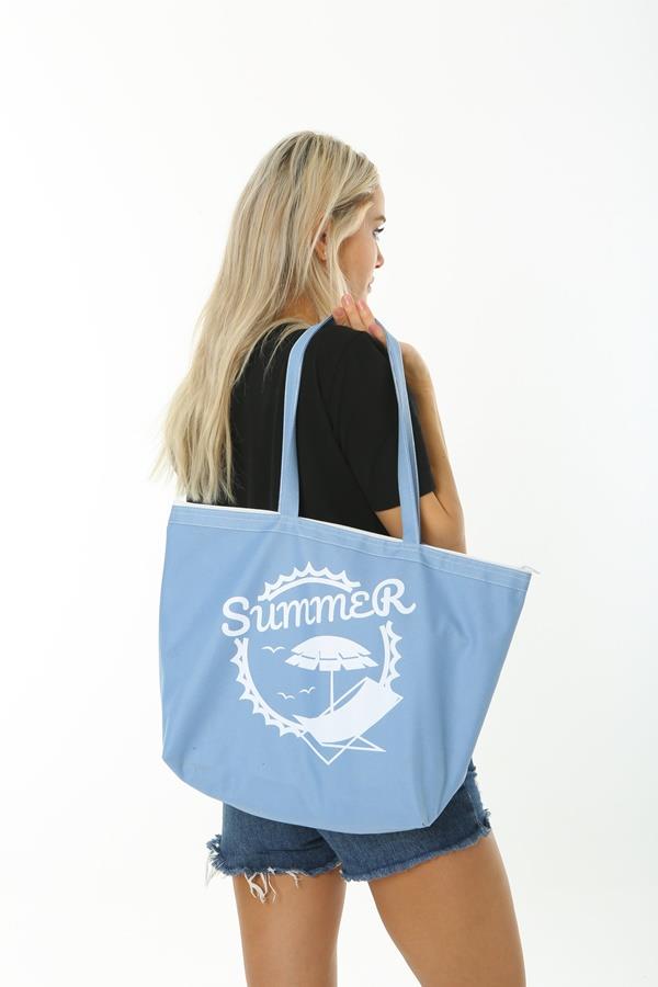 Baghashtag Summer Beach Bag Plaj Çantası Mavi - Görsel 8