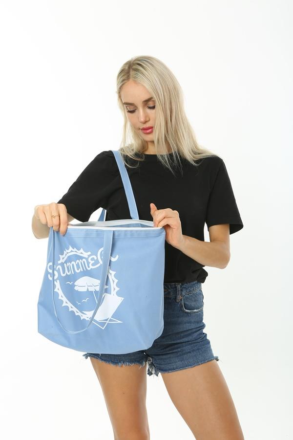 Baghashtag Summer Beach Bag Plaj Çantası Mavi - Görsel 11