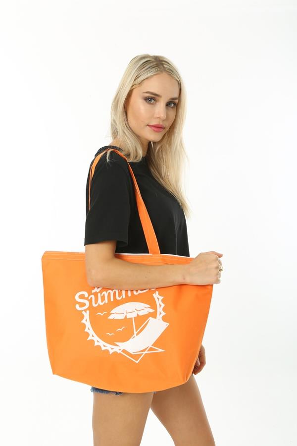 Baghashtag Summer Beach Bag Plaj Çantası Turuncu - Görsel 6