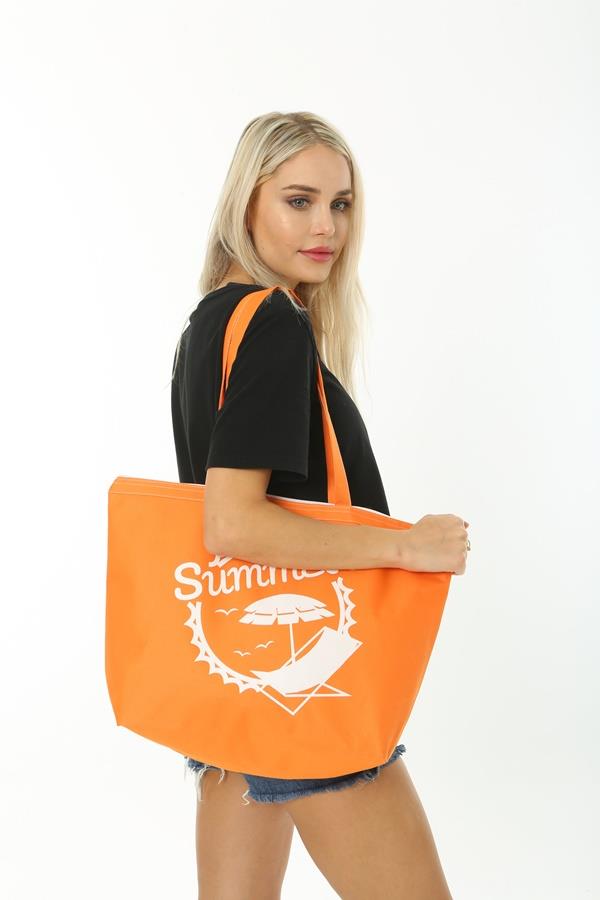 Baghashtag Summer Beach Bag Plaj Çantası Turuncu - Görsel 7