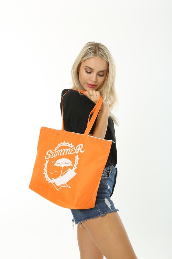 Baghashtag Summer Beach Bag Plaj Çantası Turuncu - Görsel 9