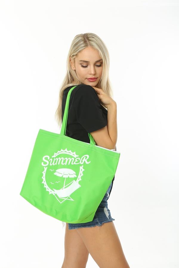 Baghashtag Summer Beach Bag Plaj Çantası Yeşil - Görsel 16
